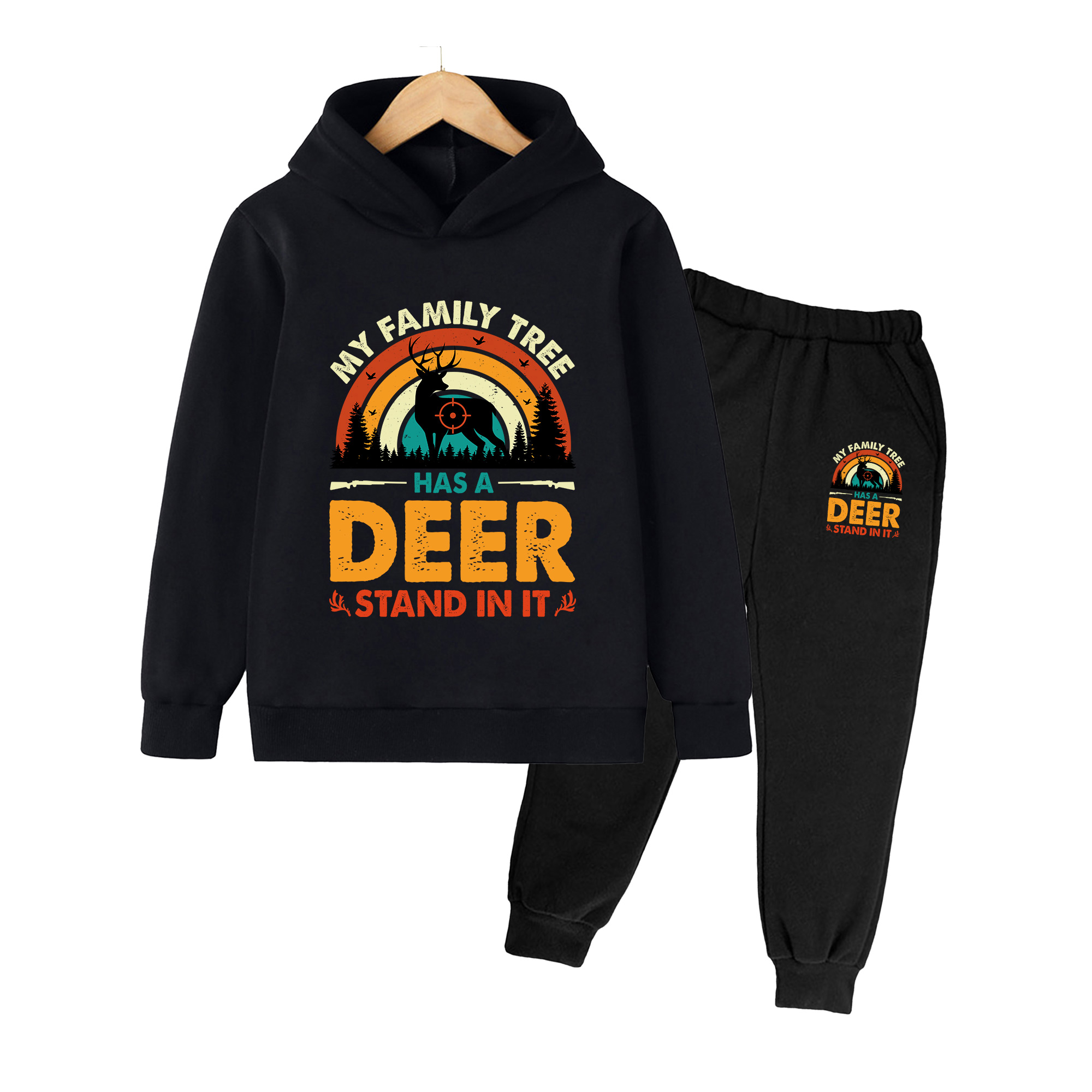 Outdoor Hunting Outfit - طقم هودي وبنطلون رياضي للأطفال، ملابس