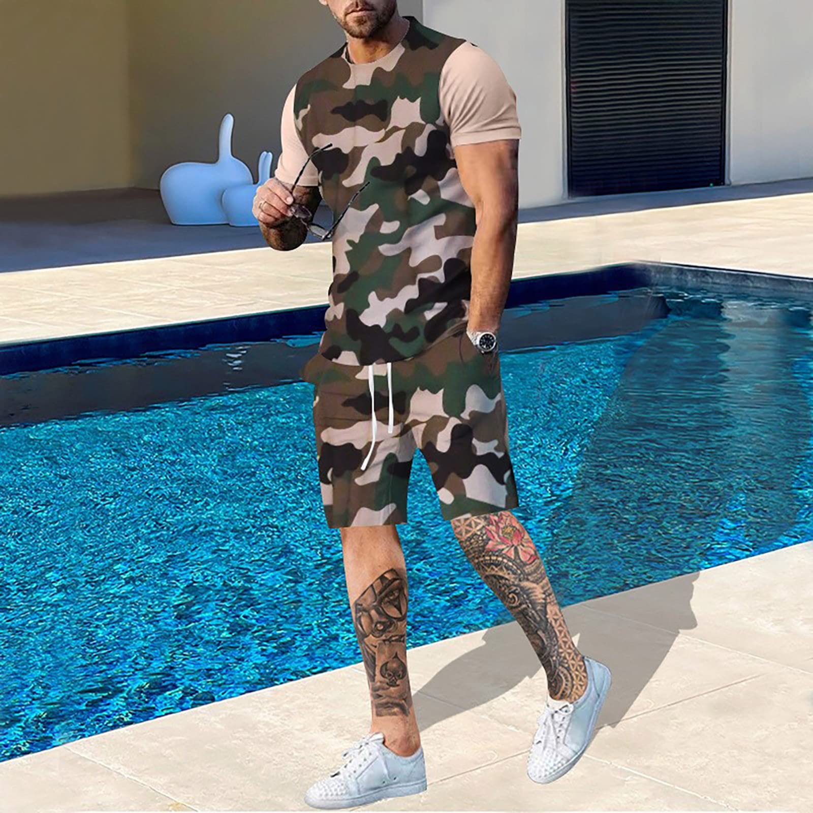 طقم تيشيرت وسراويل رجالي بطبعة - مراجعة Outdoor Hunting Outfit وسعره