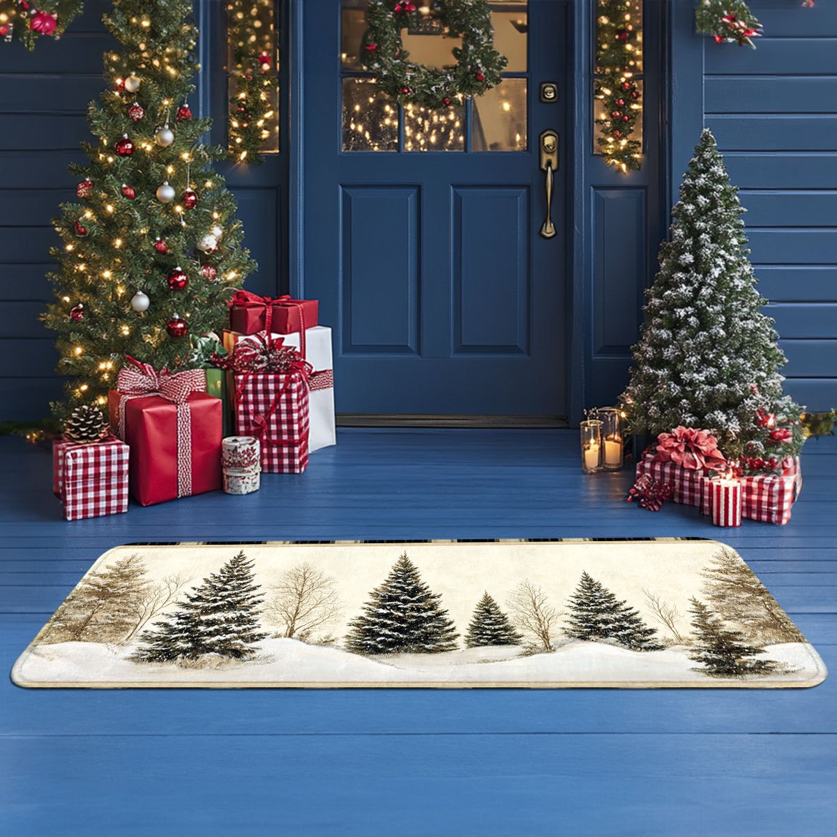 سجادة باب شتوية بتصميم كوخ صيد - مراجعة Hunting Outdoor Christmas Decorations وسعره